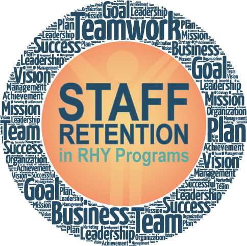 staff retention keyword circle graphic with orange colored center 